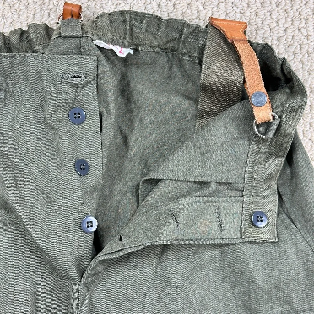 Extra Stark Suspendered Tanker Pants Mens 52/L Green German Military Baggy Cargo